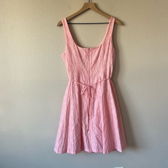 Pappagallo Pink Fit and Flare Sleeveless Waist Tie Barbiecore Dress- size 12 - Picture 9 of 13